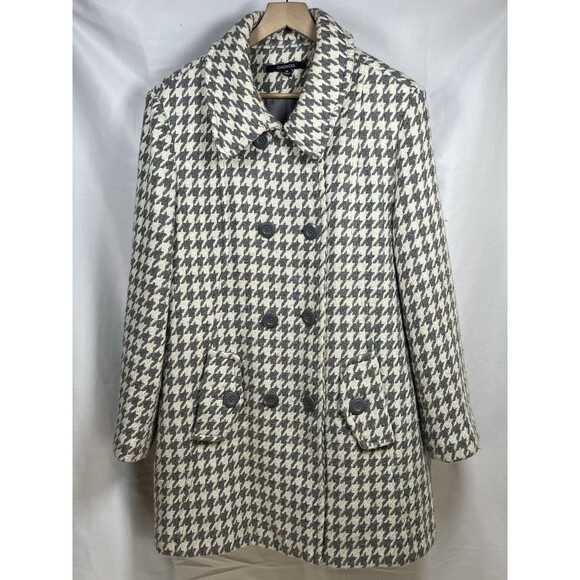 Chadwicks womens houndstooth peacoat size 14 acrylic wool outdoor winter - Picture 1 of 10
